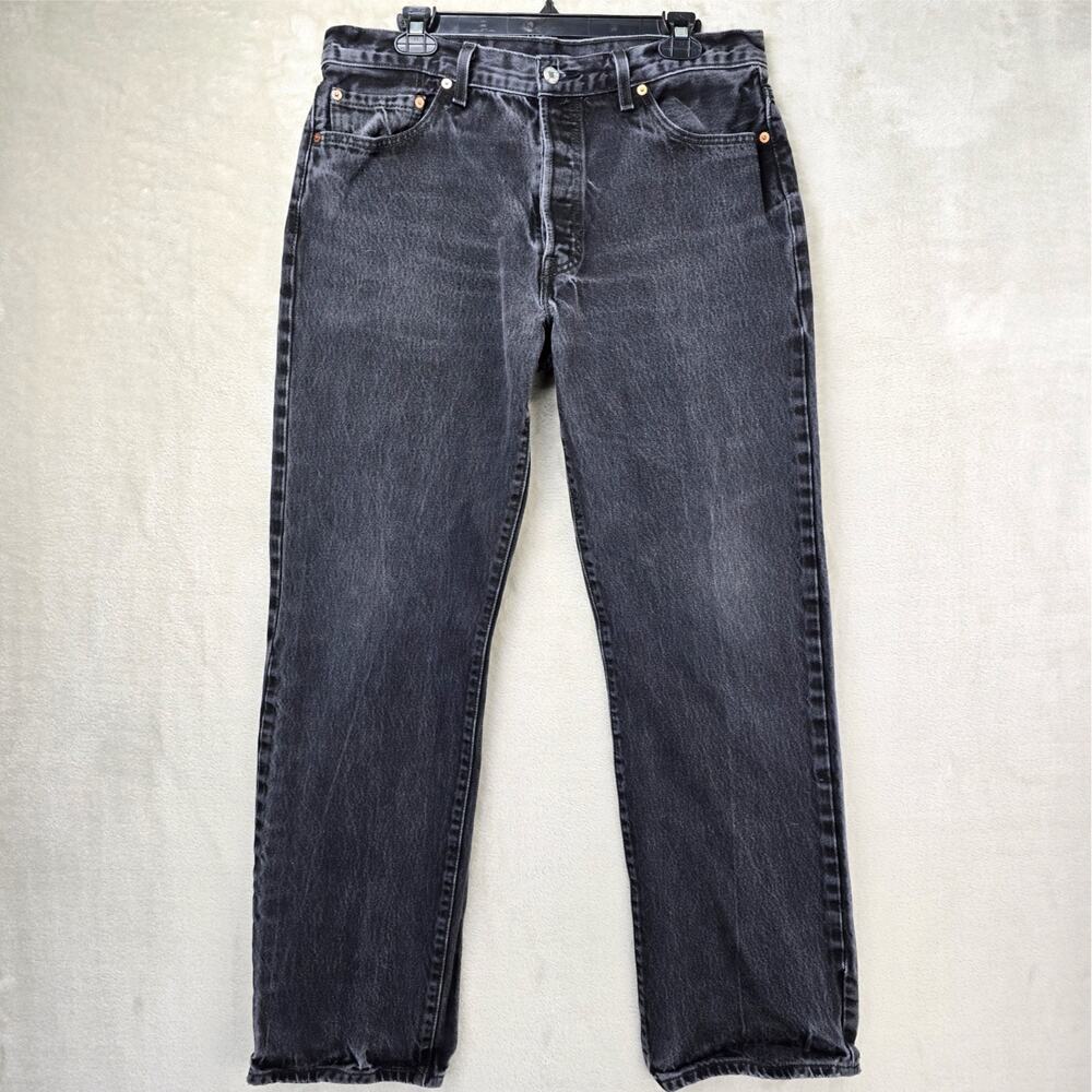 Vintage Levis Jeans Mens 36x34 (Fits 34x31) Black Denim 501 Straight Y2K 2008